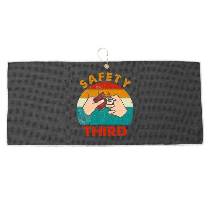 Warning Fireworks Firecrackers Safety Third 4th Of July Large Microfiber Waffle Golf Towel