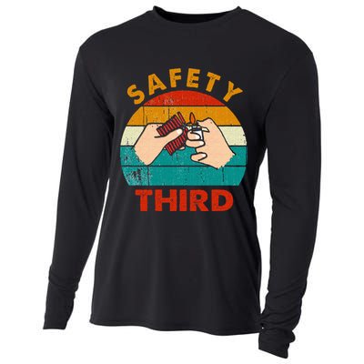 Warning Fireworks Firecrackers Safety Third 4th Of July Cooling Performance Long Sleeve Crew