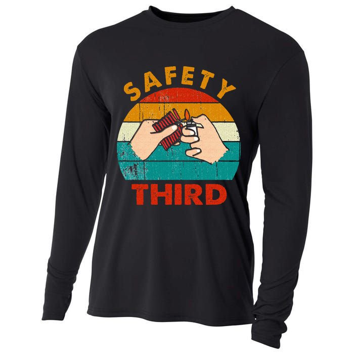 Warning Fireworks Firecrackers Safety Third 4th Of July Cooling Performance Long Sleeve Crew