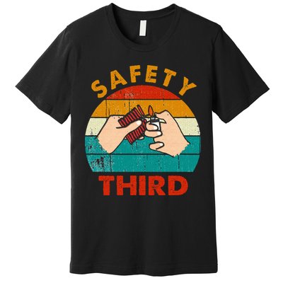 Warning Fireworks Firecrackers Safety Third 4th Of July Premium T-Shirt