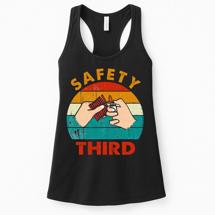 Warning Fireworks Firecrackers Safety Third 4th Of July Womens Tank Top