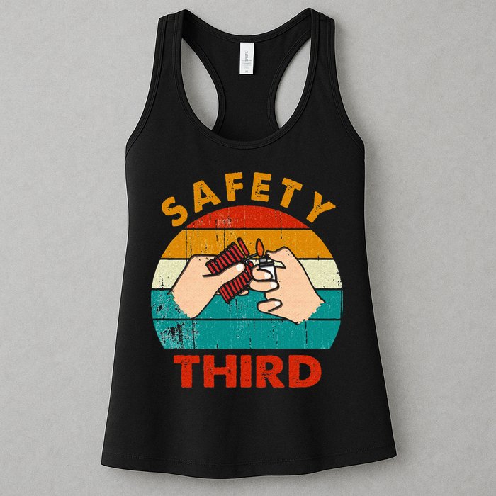 Warning Fireworks Firecrackers Safety Third 4th Of July Womens Tank Top