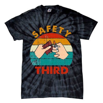 Warning Fireworks Firecrackers Safety Third 4th Of July Tie-Dye T-Shirt