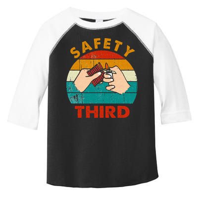 Warning Fireworks Firecrackers Safety Third 4th Of July Toddler Fine Jersey T-Shirt