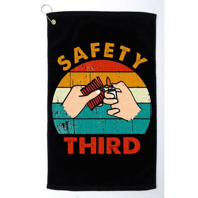 Warning Fireworks Firecrackers Safety Third 4th Of July Golf Towel