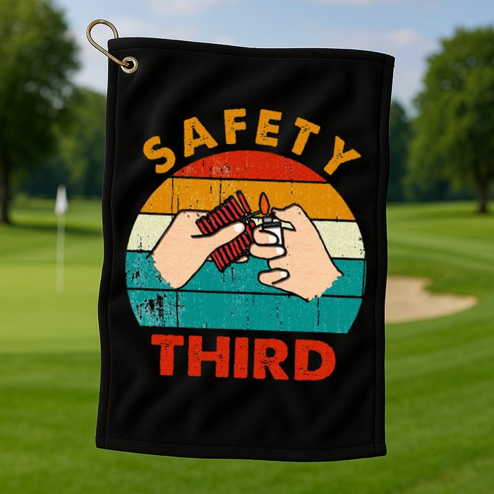 Warning Fireworks Firecrackers Safety Third 4th Of July Golf Towel