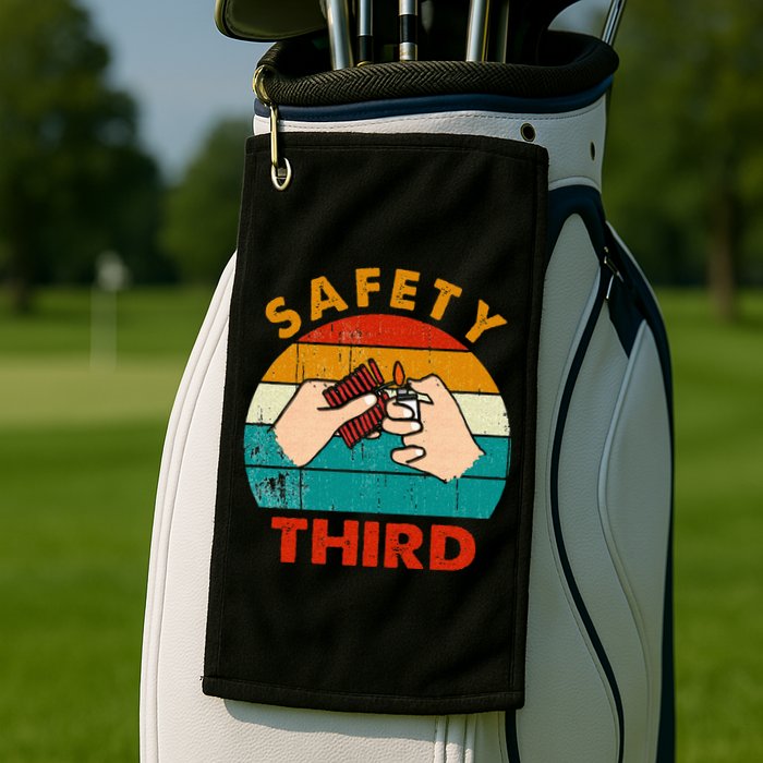 Warning Fireworks Firecrackers Safety Third 4th Of July Golf Towel