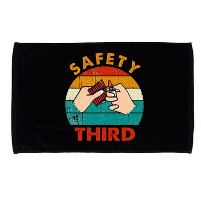 Warning Fireworks Firecrackers Safety Third 4th Of July Microfiber Hand Towel