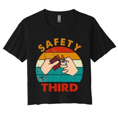 Warning Fireworks Firecrackers Safety Third 4th Of July Crop Top