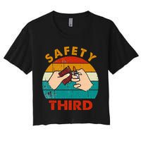 Warning Fireworks Firecrackers Safety Third 4th Of July Crop Top