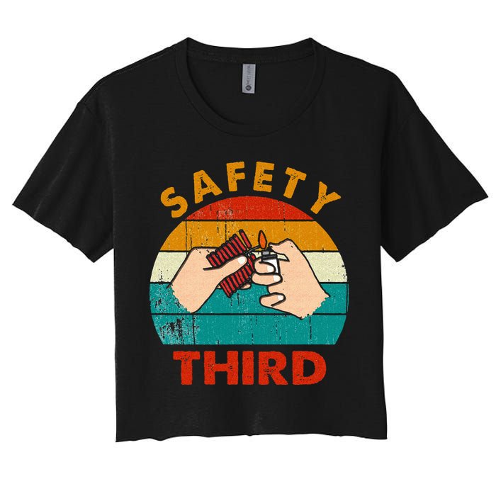 Warning Fireworks Firecrackers Safety Third 4th Of July Crop Top