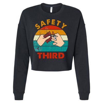 Warning Fireworks Firecrackers Safety Third 4th Of July Cropped Pullover Crew