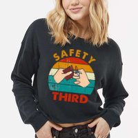 Warning Fireworks Firecrackers Safety Third 4th Of July Cropped Pullover Crew
