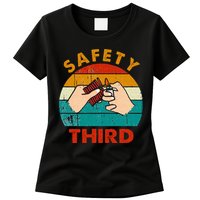 Warning Fireworks Firecrackers Safety Third 4th Of July Womens T-Shirt