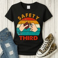 Warning Fireworks Firecrackers Safety Third 4th Of July Womens T-Shirt