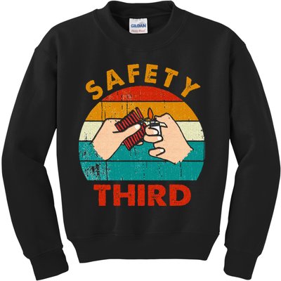 Warning Fireworks Firecrackers Safety Third 4th Of July Kids Sweatshirt