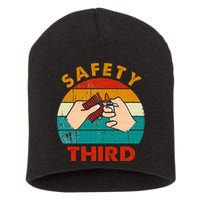 Warning Fireworks Firecrackers Safety Third 4th Of July Short Acrylic Beanie