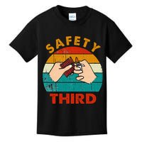 Warning Fireworks Firecrackers Safety Third 4th Of July Kids T-Shirt
