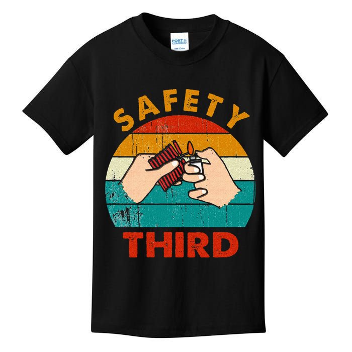 Warning Fireworks Firecrackers Safety Third 4th Of July Kids T-Shirt