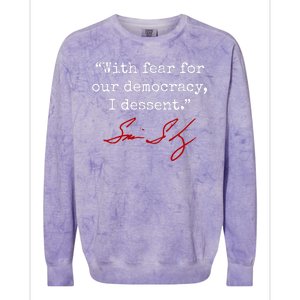 With Fear For Our Democracy I Dissent Colorblast Crewneck Sweatshirt