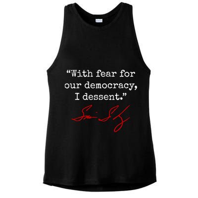 With Fear For Our Democracy I Dissent Ladies PosiCharge Tri-Blend Wicking Tank