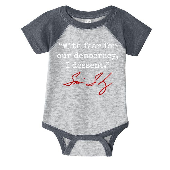 With Fear For Our Democracy I Dissent Infant Baby Jersey Bodysuit