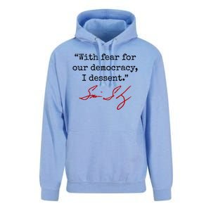 With Fear For Our Democracy I Dissent Unisex Surf Hoodie