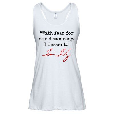 With Fear For Our Democracy I Dissent Ladies Essential Flowy Tank