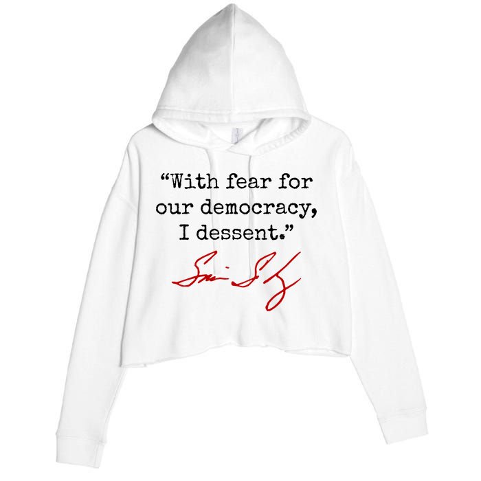 With Fear For Our Democracy I Dissent Crop Fleece Hoodie