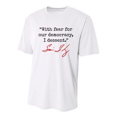 With Fear For Our Democracy I Dissent Youth Performance Sprint T-Shirt