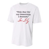 With Fear For Our Democracy I Dissent Youth Performance Sprint T-Shirt