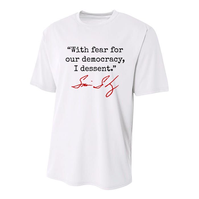 With Fear For Our Democracy I Dissent Youth Performance Sprint T-Shirt