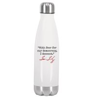 With Fear For Our Democracy I Dissent Stainless Steel Insulated Water Bottle