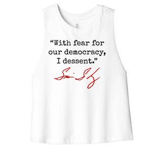 With Fear For Our Democracy I Dissent Women's Racerback Cropped Tank