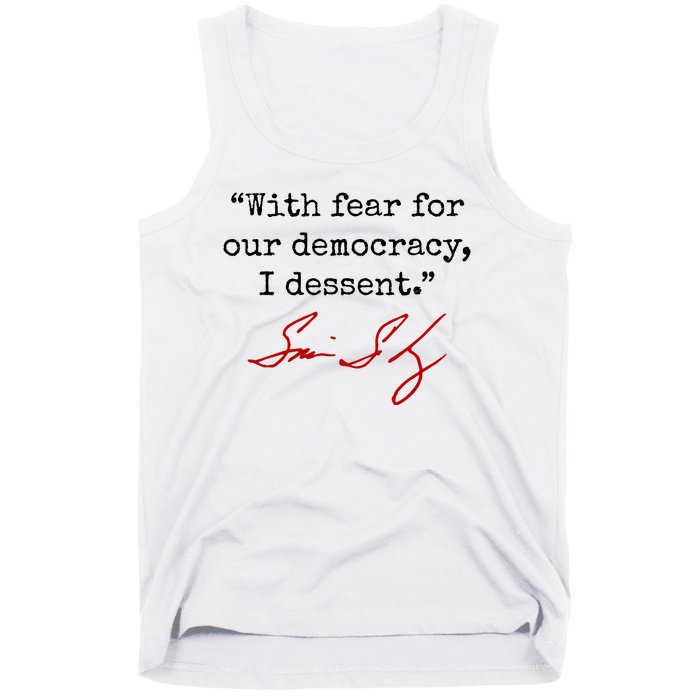 With Fear For Our Democracy I Dissent Tank Top