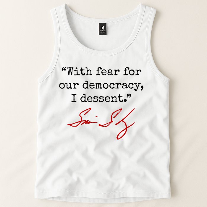With Fear For Our Democracy I Dissent Tank Top