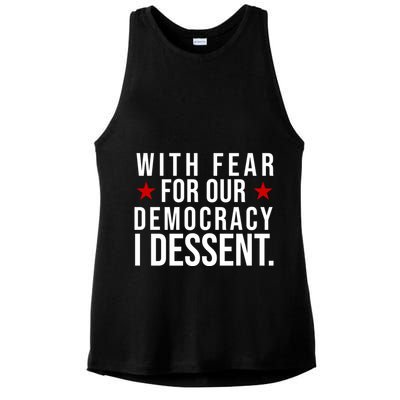 With Fear For Our Democracy I Dessent Ladies PosiCharge Tri-Blend Wicking Tank
