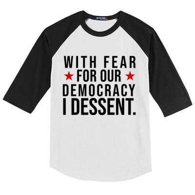 With Fear For Our Democracy I Dessent Kids Colorblock Raglan Jersey