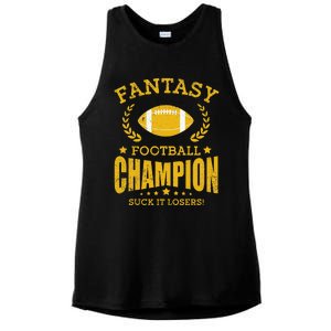 Winner Fantasy Football Champ Champion Draft Football Legend Ladies PosiCharge Tri-Blend Wicking Tank