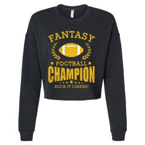 Winner Fantasy Football Champ Champion Draft Football Legend Cropped Pullover Crew