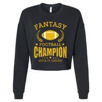 Winner Fantasy Football Champ Champion Draft Football Legend Cropped Pullover Crew