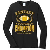 Winner Fantasy Football Champ Champion Draft Football Legend Ladies Long Sleeve Shirt