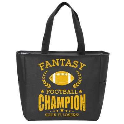 Winner Fantasy Football Champ Champion Draft Football Legend Zip Tote Bag