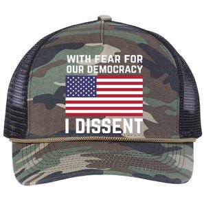 With Fear For Our Democracy I Dissent Retro Rope Trucker Hat Cap