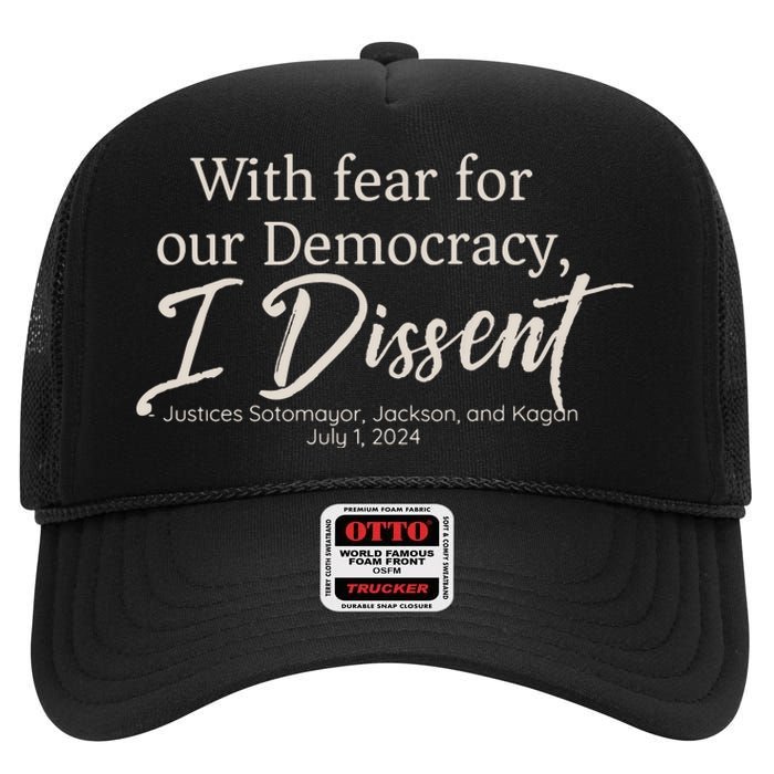 With Fear For Our Democracy High Crown Mesh Back Trucker Hat