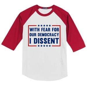 With Fear For Our Democracy I Dissent Kids Colorblock Raglan Jersey