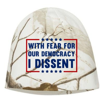 With Fear For Our Democracy I Dissent Kati - Camo Knit Beanie