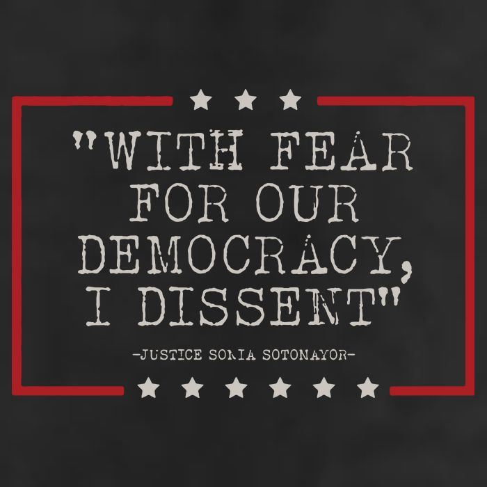 With Fear For Our Democracy I Dissent Sotomayor 25L Jumbo Tote