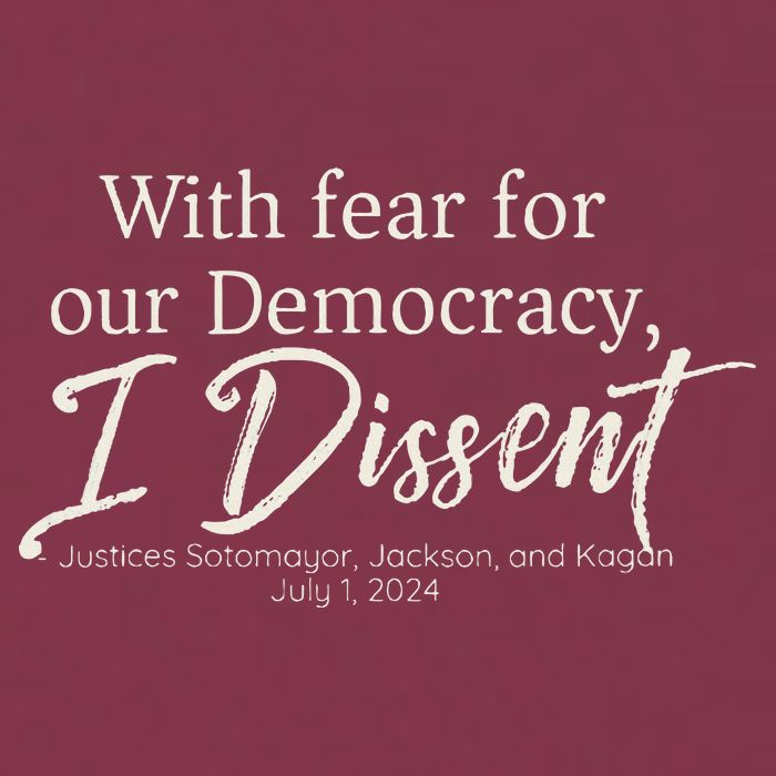 With Fear For Our Democracy I Dissent Scotus Immunity Case 16oz Travel Tumbler