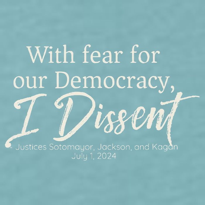 With Fear For Our Democracy I Dissent Scotus Immunity Case Sueded Cloud Jersey T-Shirt